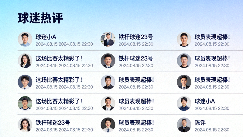 球迷评论展示板块截图